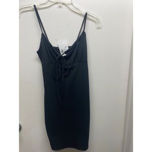 Black cotton body con dress